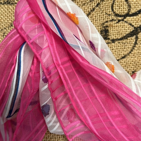 90’S BILL BLASS SILK SCARF PINK PURPLE VINTAGE - Picture 4 of 10